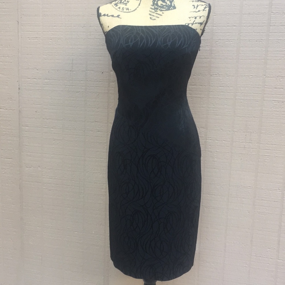 Sz 8 David Meister Black Cocktail Dress EUC